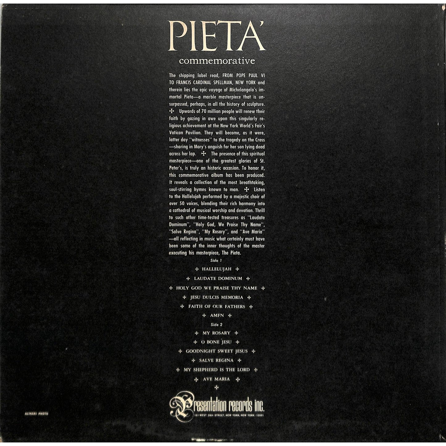 Pieta' Commemorative (1964) Vinyl Record