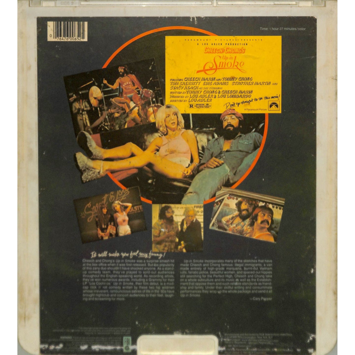 Up in Smoke (1978) Vintage CED RCA SelectaVision Videodisc TESTED WORKING