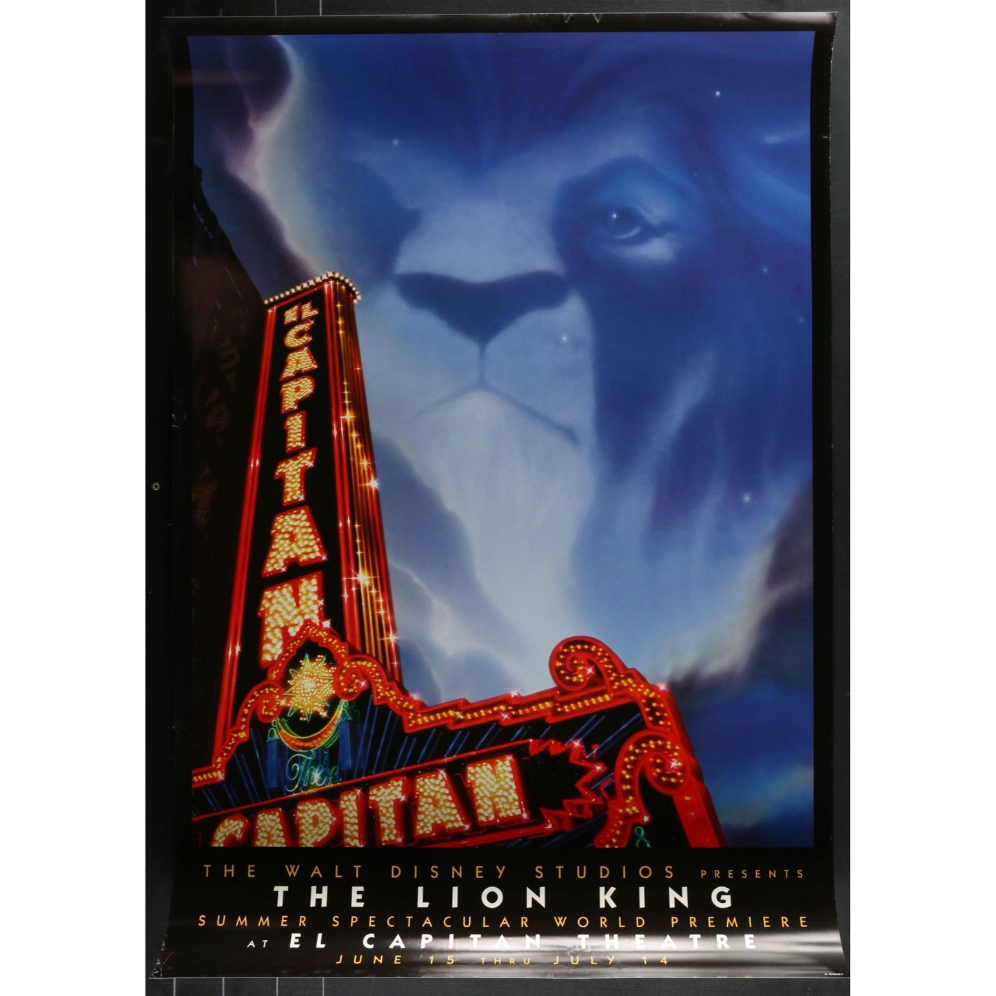 The Lion King (1994) Original Movie Poster El Capitan Theatre Rolled 27x40