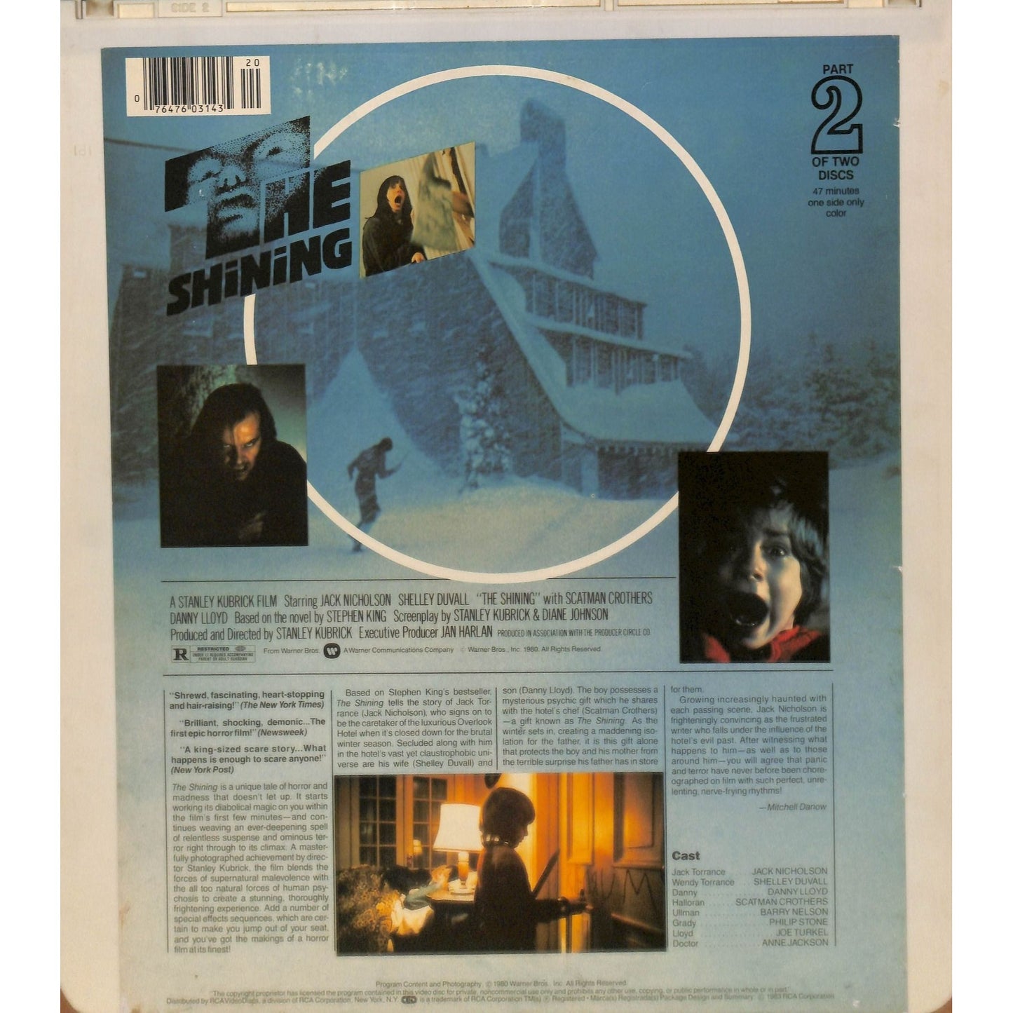 The shining Part 1 & 2 (1980) CED RCA SelectaVision TESTED WORKING.