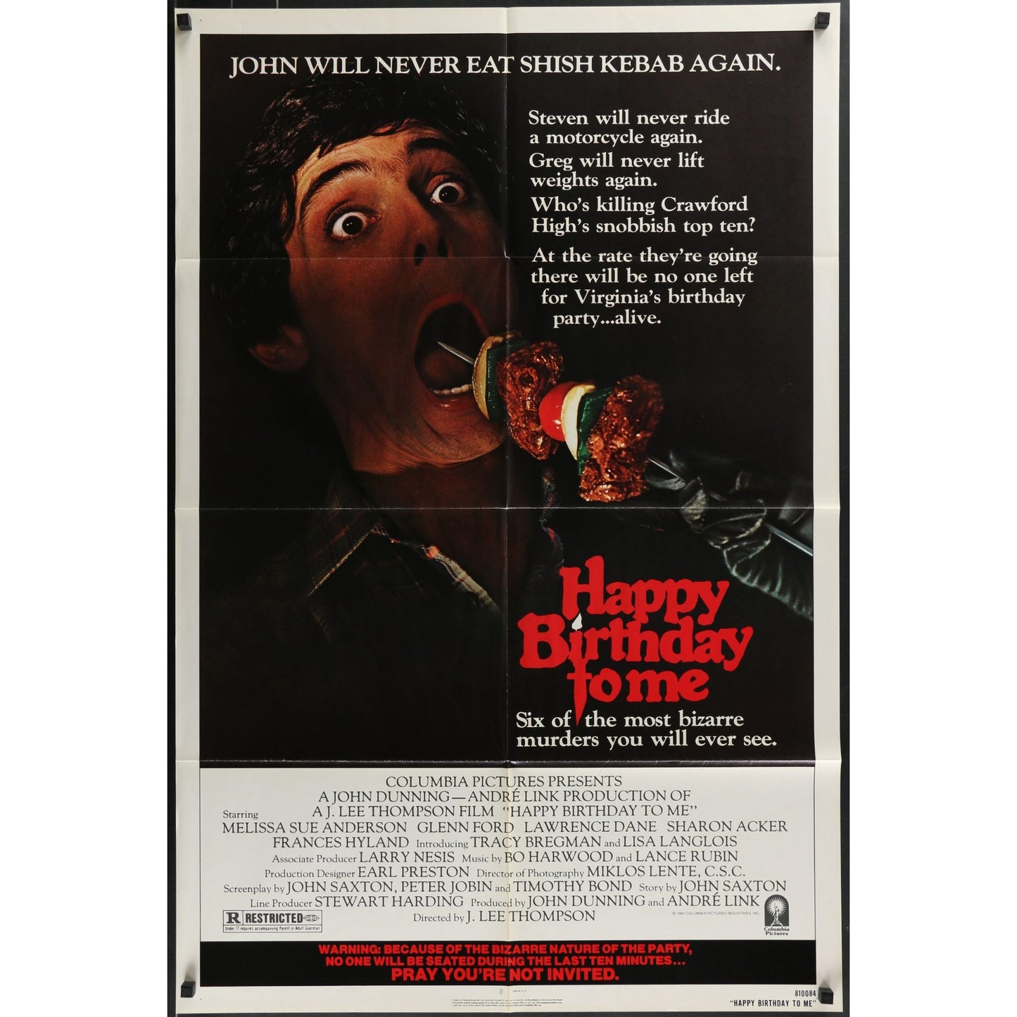 Happy Birthday to Me (1981) Original Folded Movie Poster