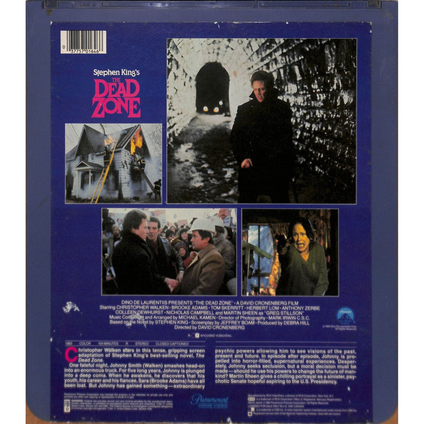 The Dead Zone (1983) CED RCA TESTED WORKING.