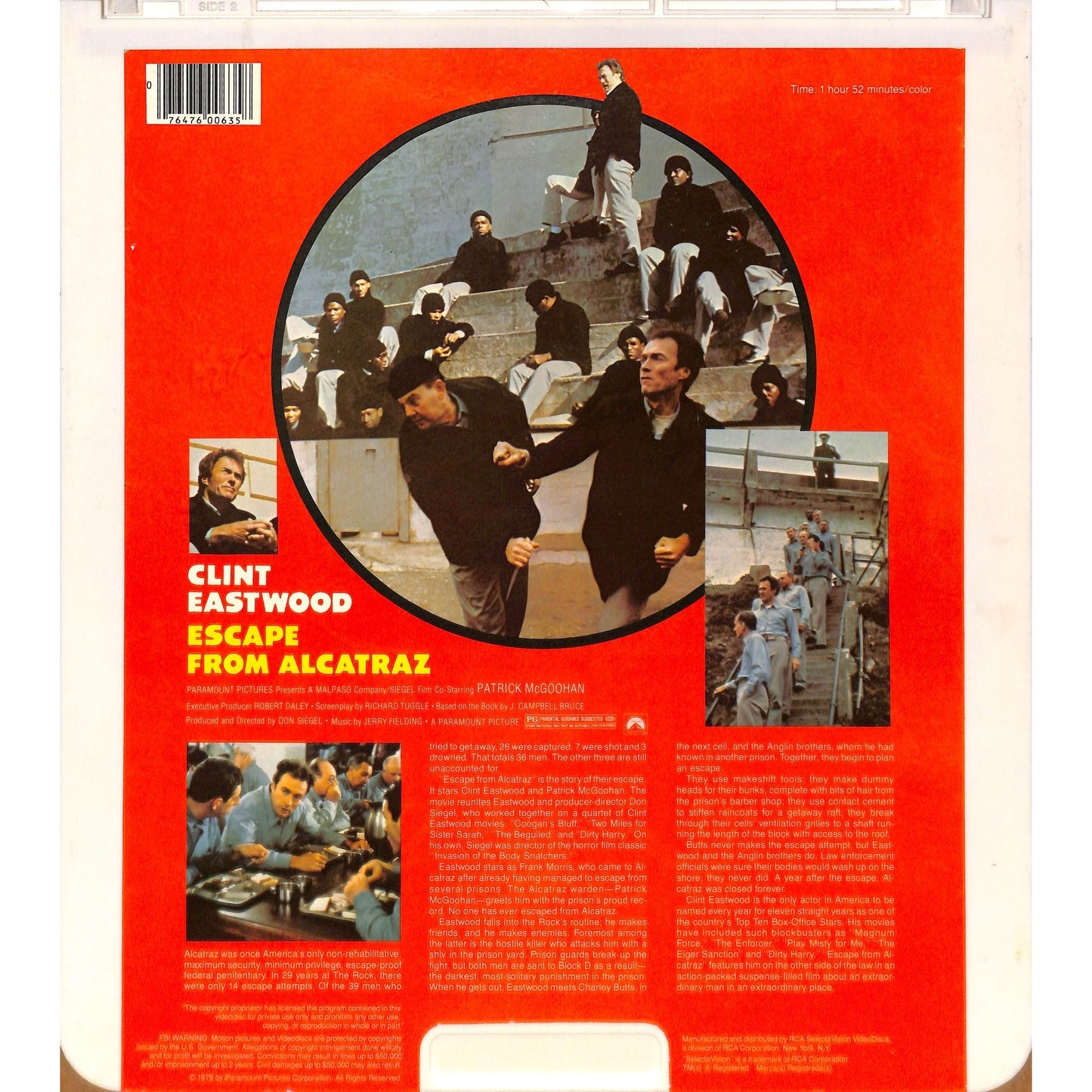 Escape From Alcatraz (1979) CED RCA SelectaVision Videodisc TESTED WORKING