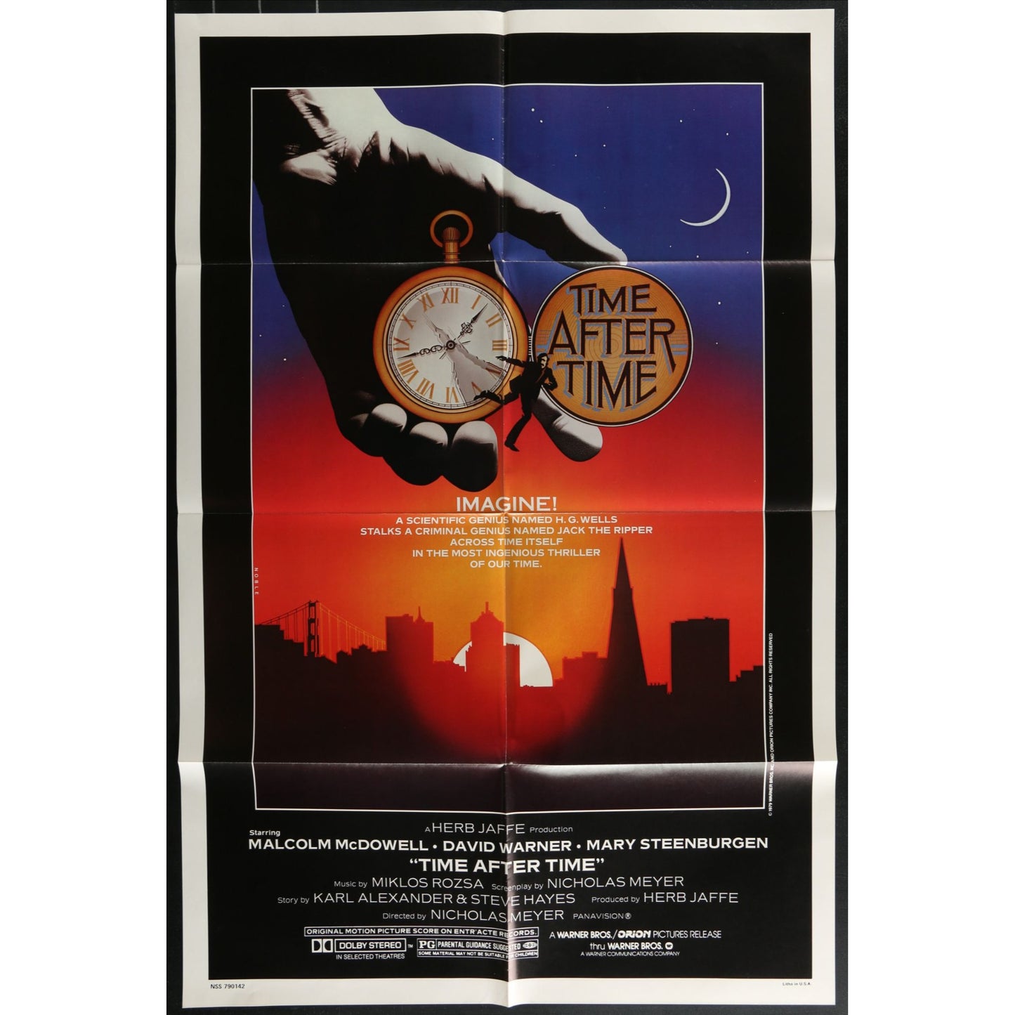 Time After Time (1979) Original Movie Poster Folded 27x41