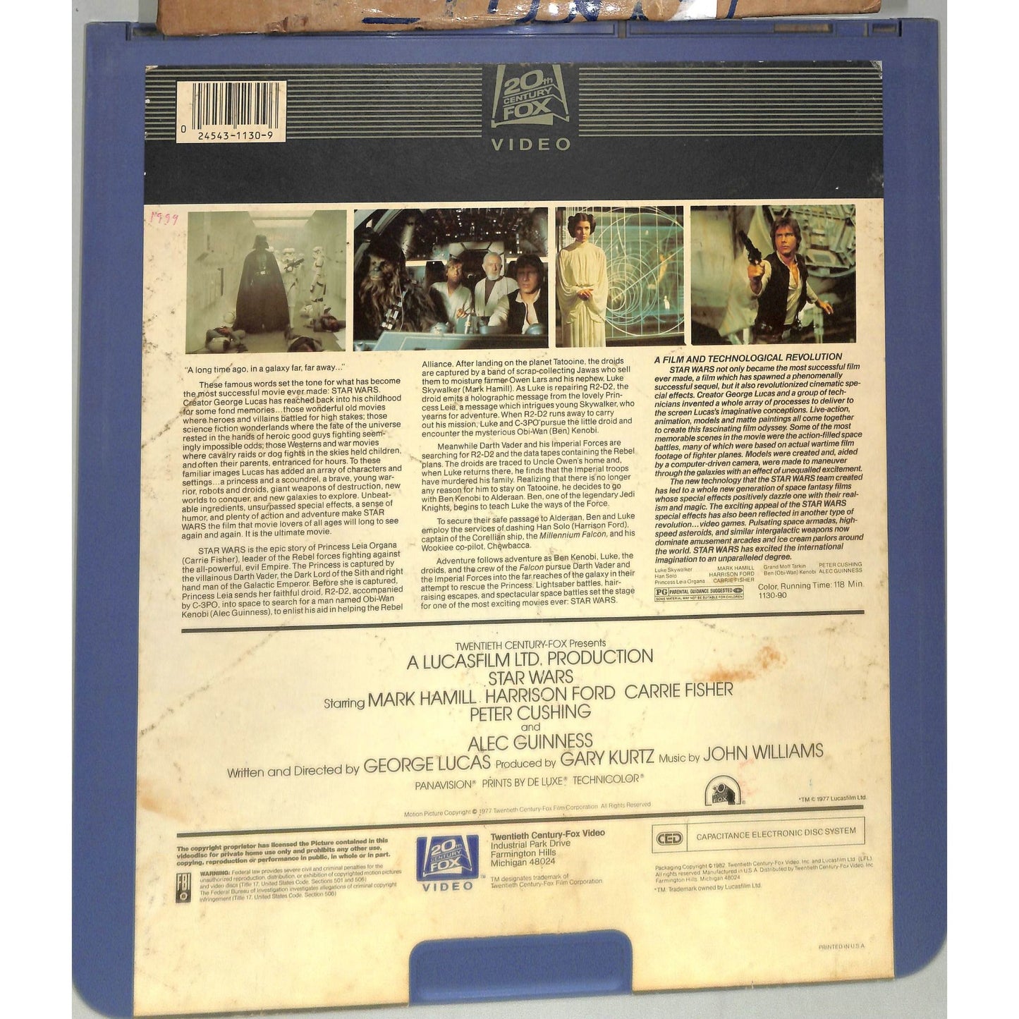 Star Wars (1977) Vintage CED Videodisc Tested Working