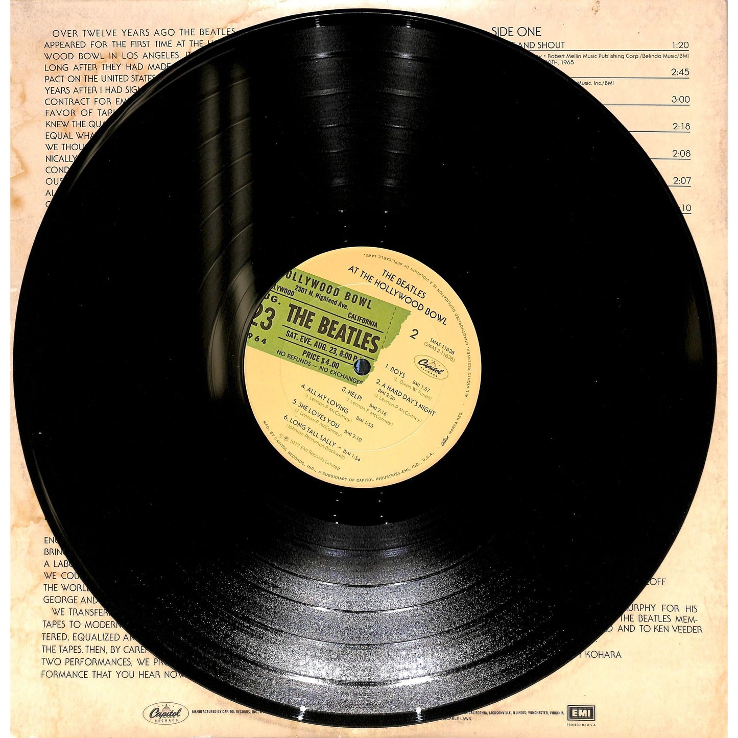 The Beatles At The Hollywood Bowl Vinyl Record SMAS 11638