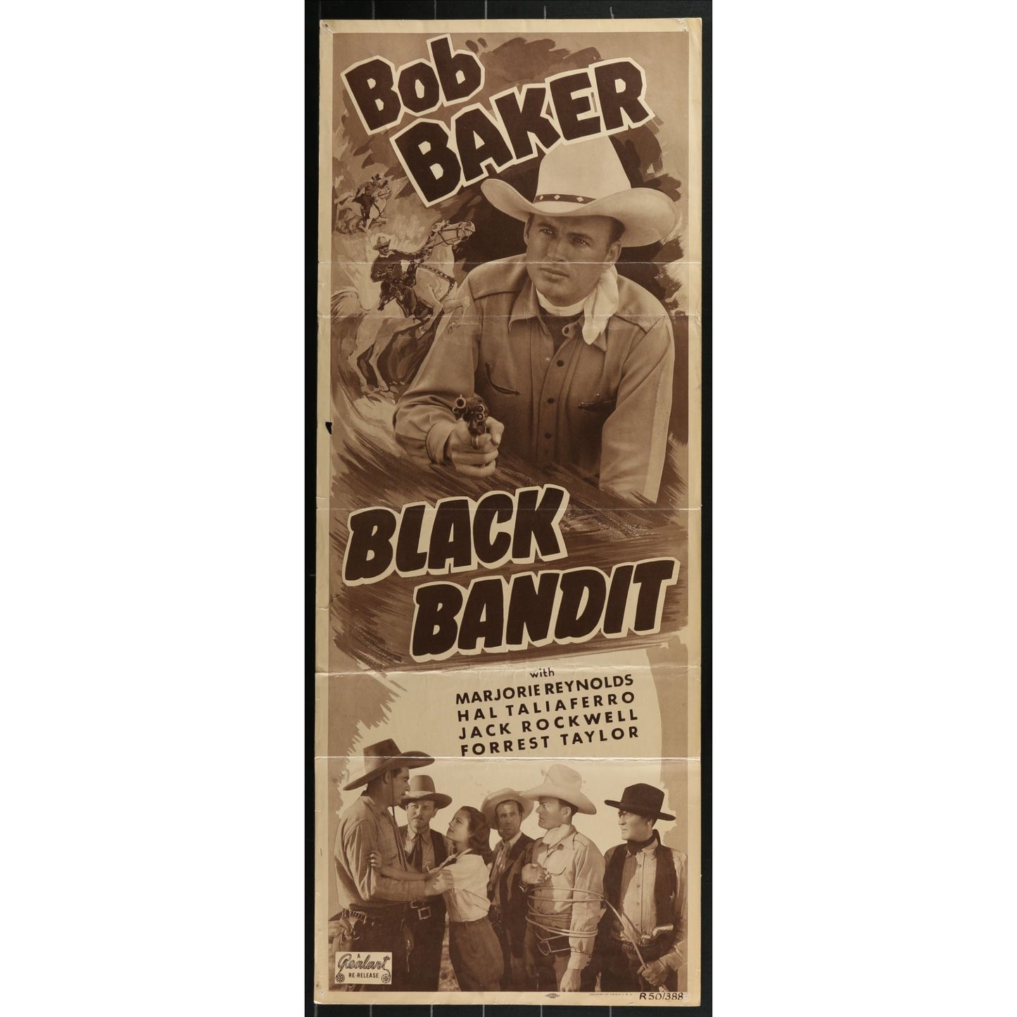 Black Bandit (1938) Original Western Insert Movie Poster Folded 14x36