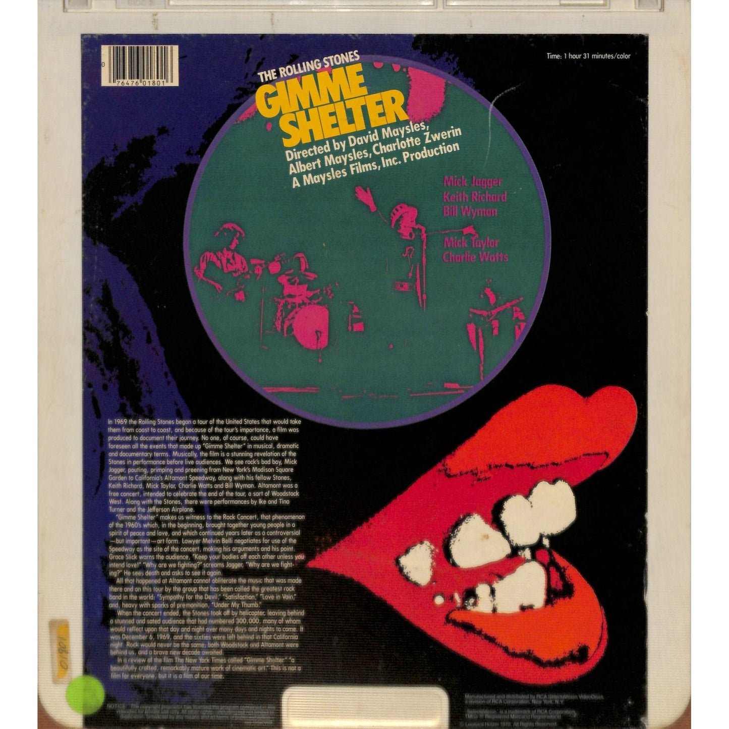 The Rolling Stones-Gimmie Shelter (1969) CED RCA SelectaVision TESTED WORKING