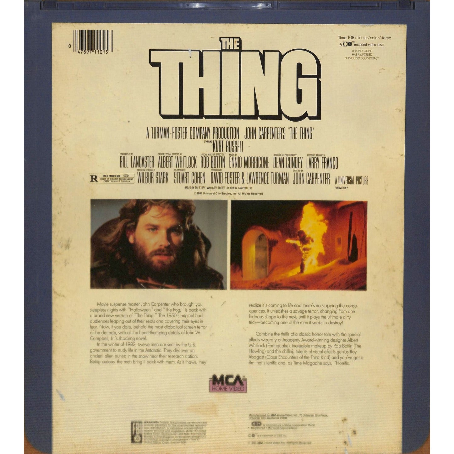 The Thing (1982) Vintage CED RCA SelectaVision Videodisc TESTED WORKING