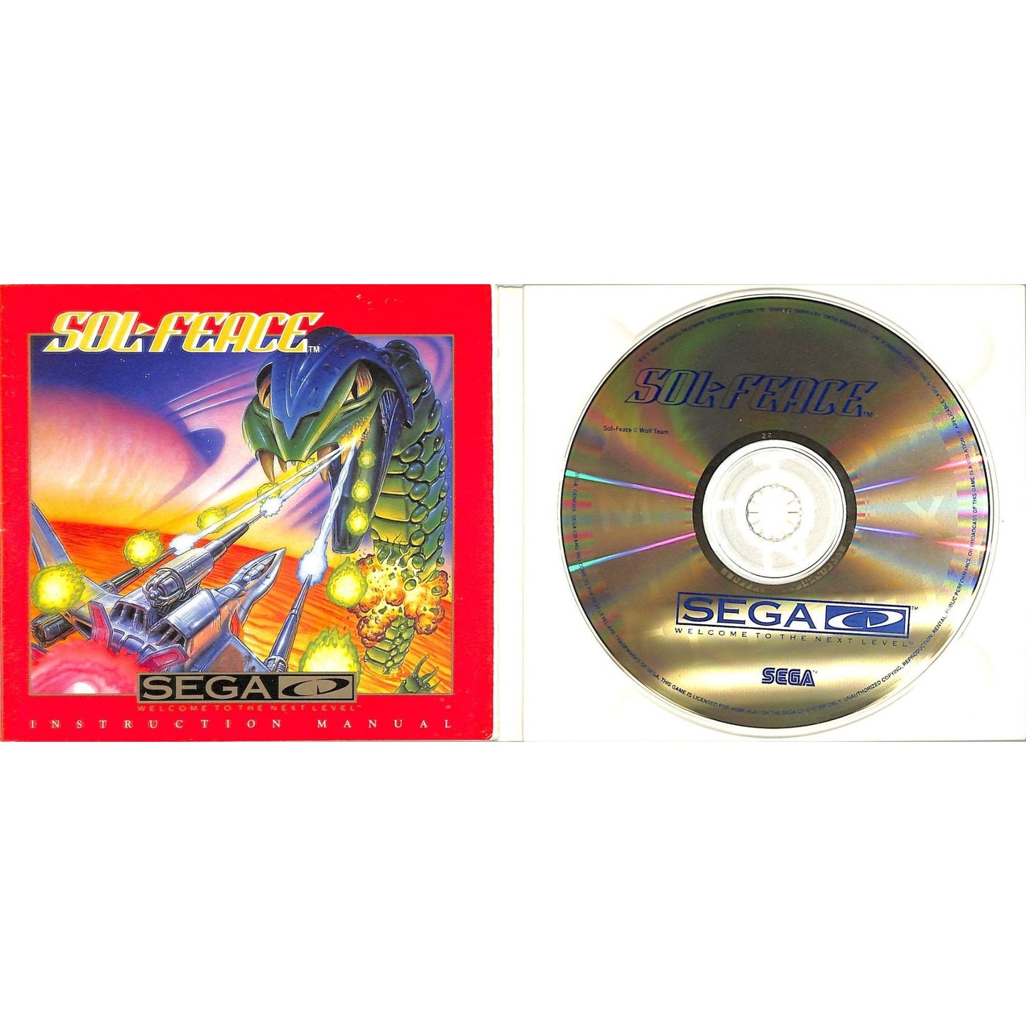 Sol-Feace (1993) Sega CD Disc + Manual Complete in Box