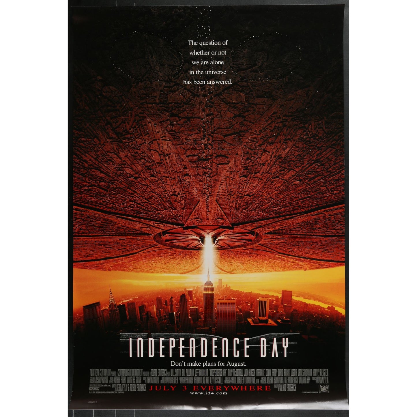 Independence Day (1996) Original Movie Poster Rolled 27x40