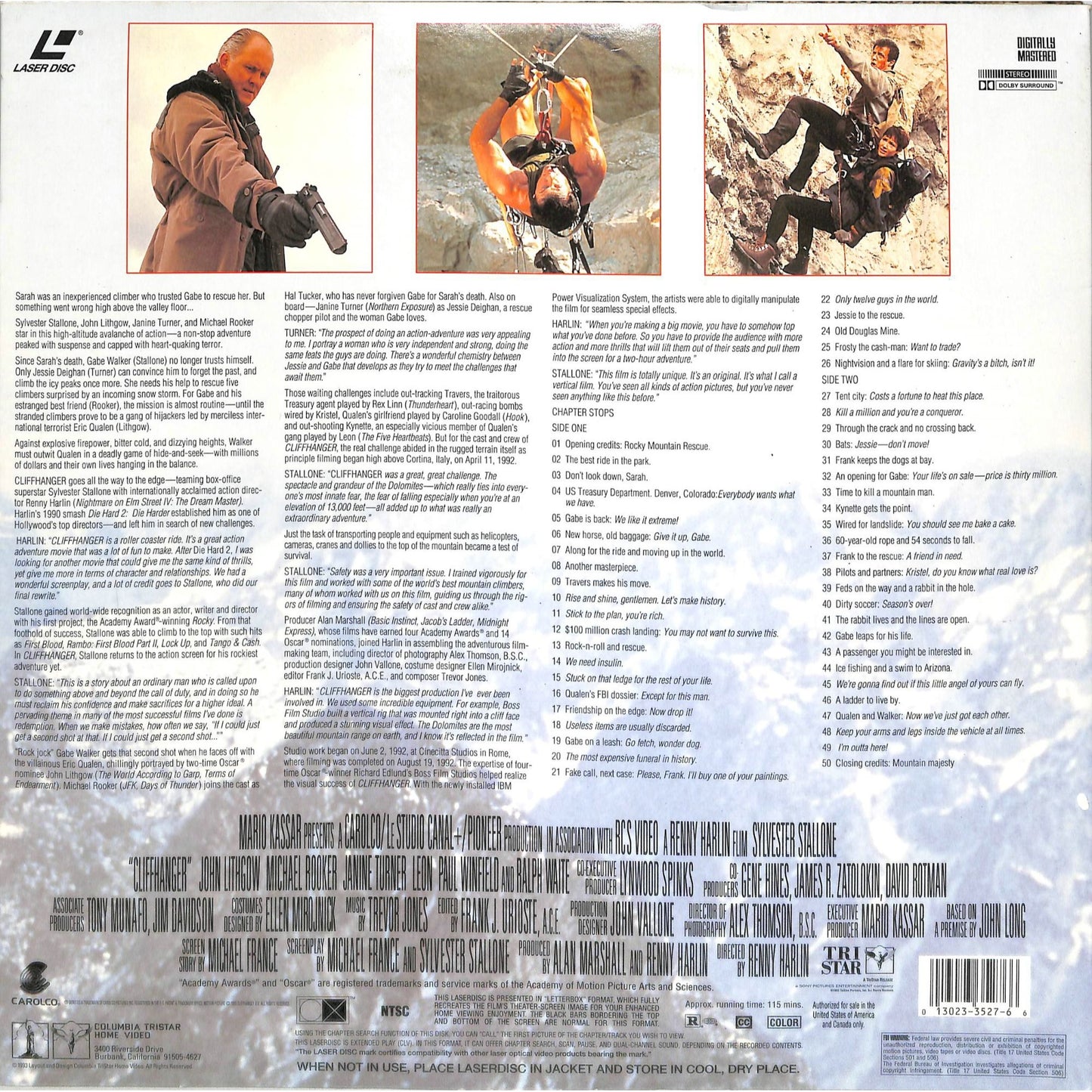 Cliffhanger (1993) Laserdisc Video