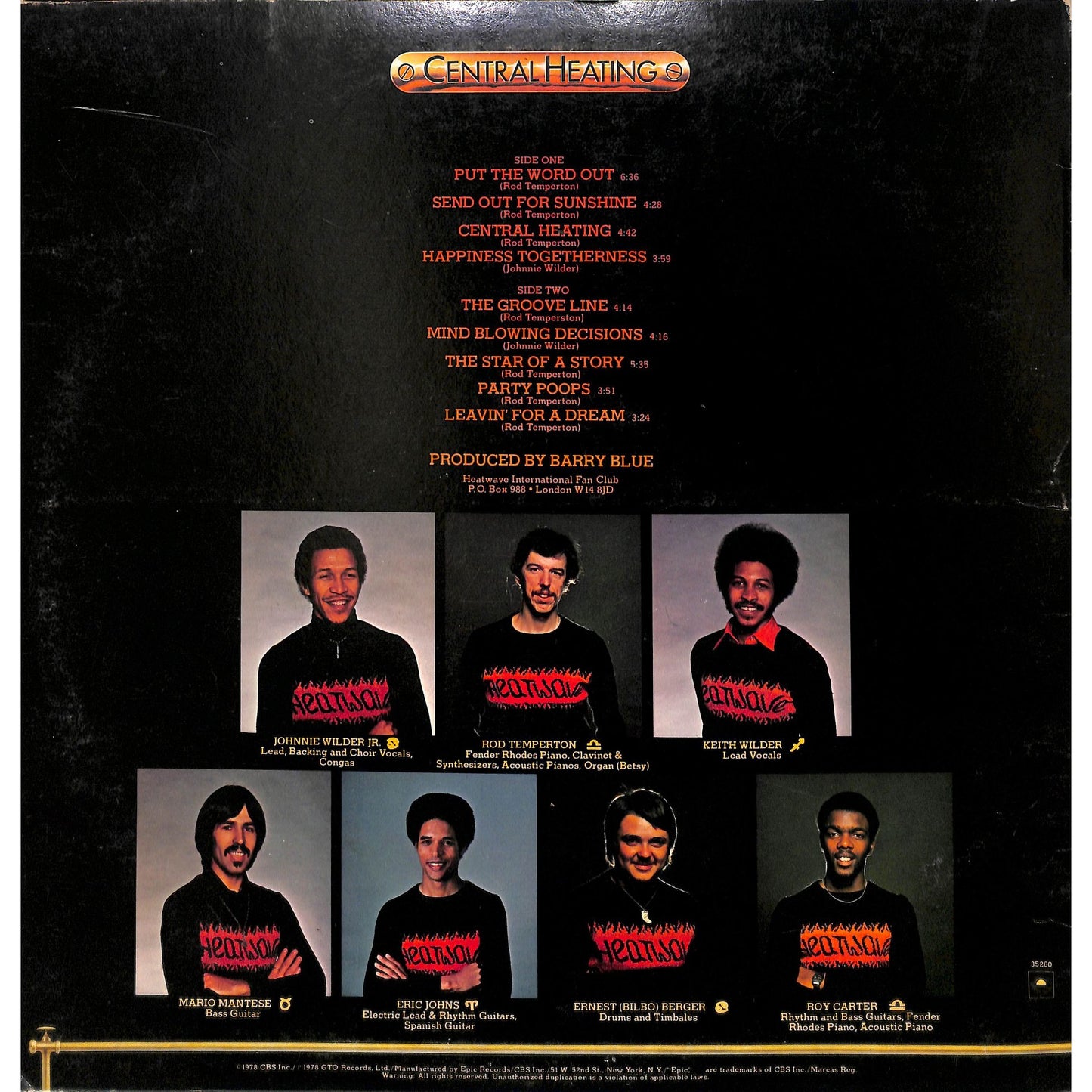 Heatwave - Central Heating Vinyl Record JE 35260