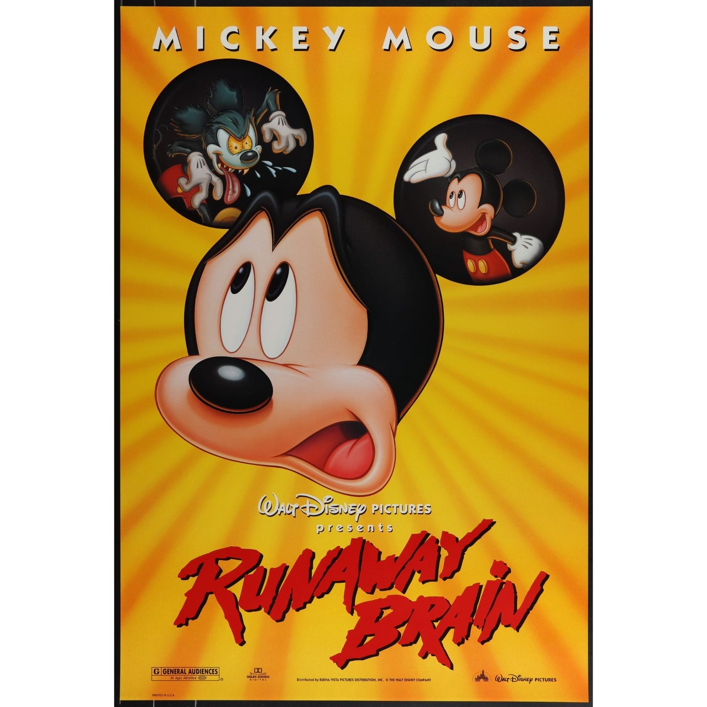 Runaway Brain (1995) Original Double-sided Movie Poster Rolled 27x40