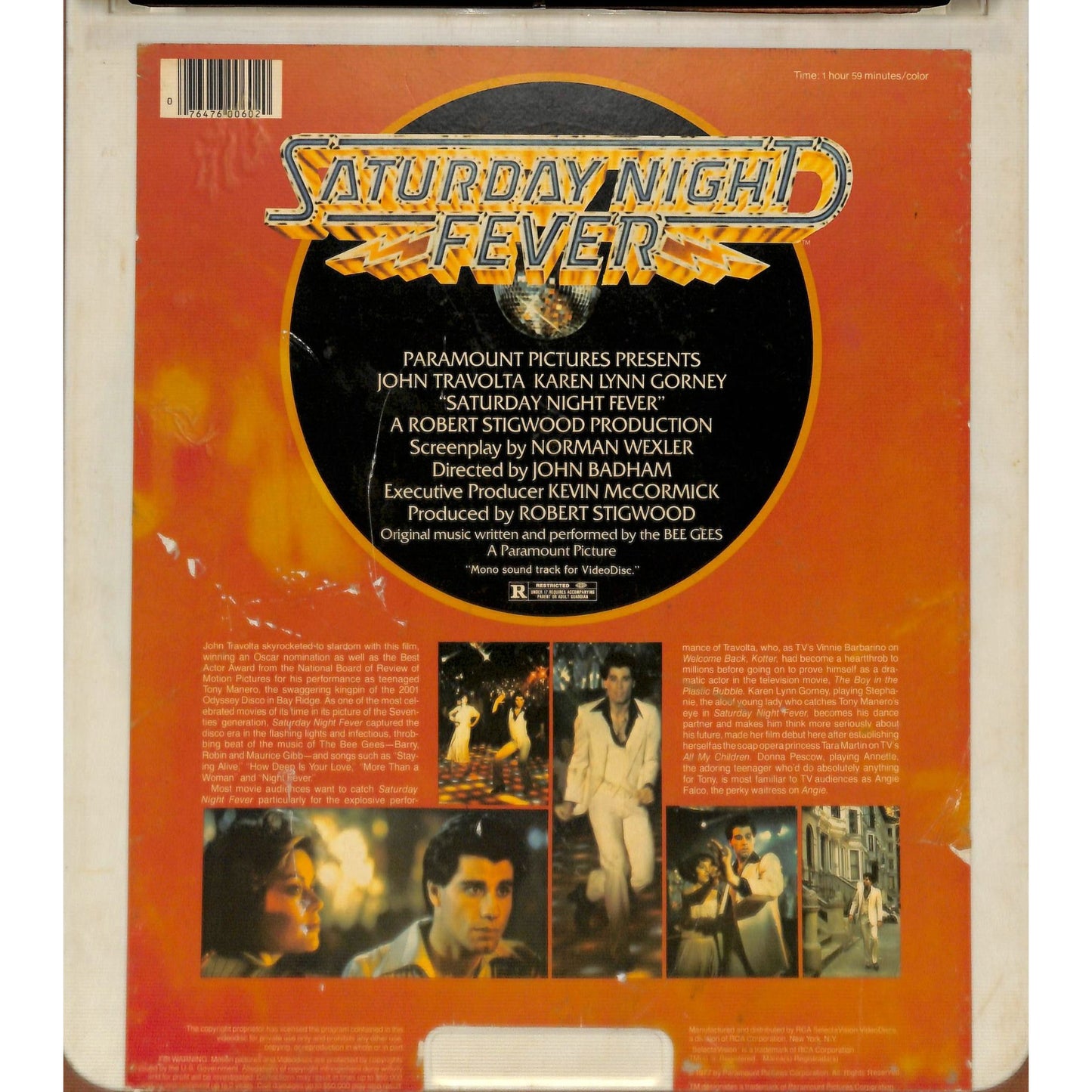Saturday Night Fever (1977) Vintage CED RCA SelectaVision Videodisc TESTED WORKING