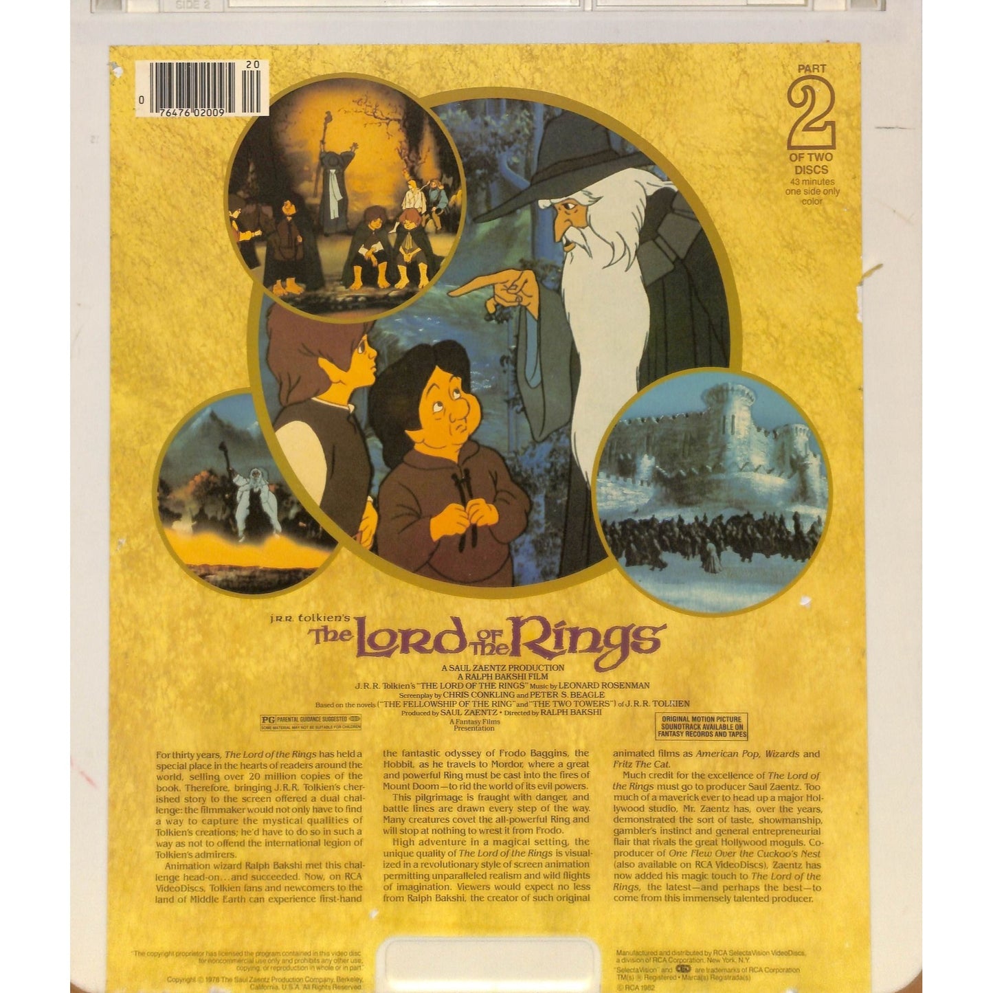 The Lord of The Rings part 1 & 2 (1978) CED RCA SelectaVision TESTED WORKING