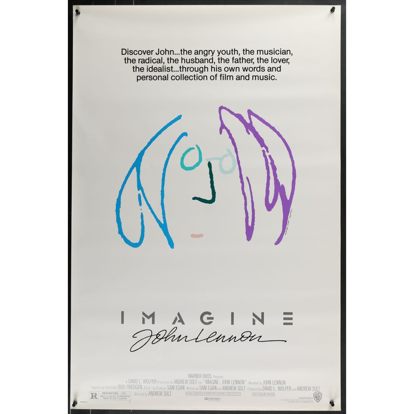 Imagine: John Lennon (1988) Original Single-side Movie Poster Rolled 27x40