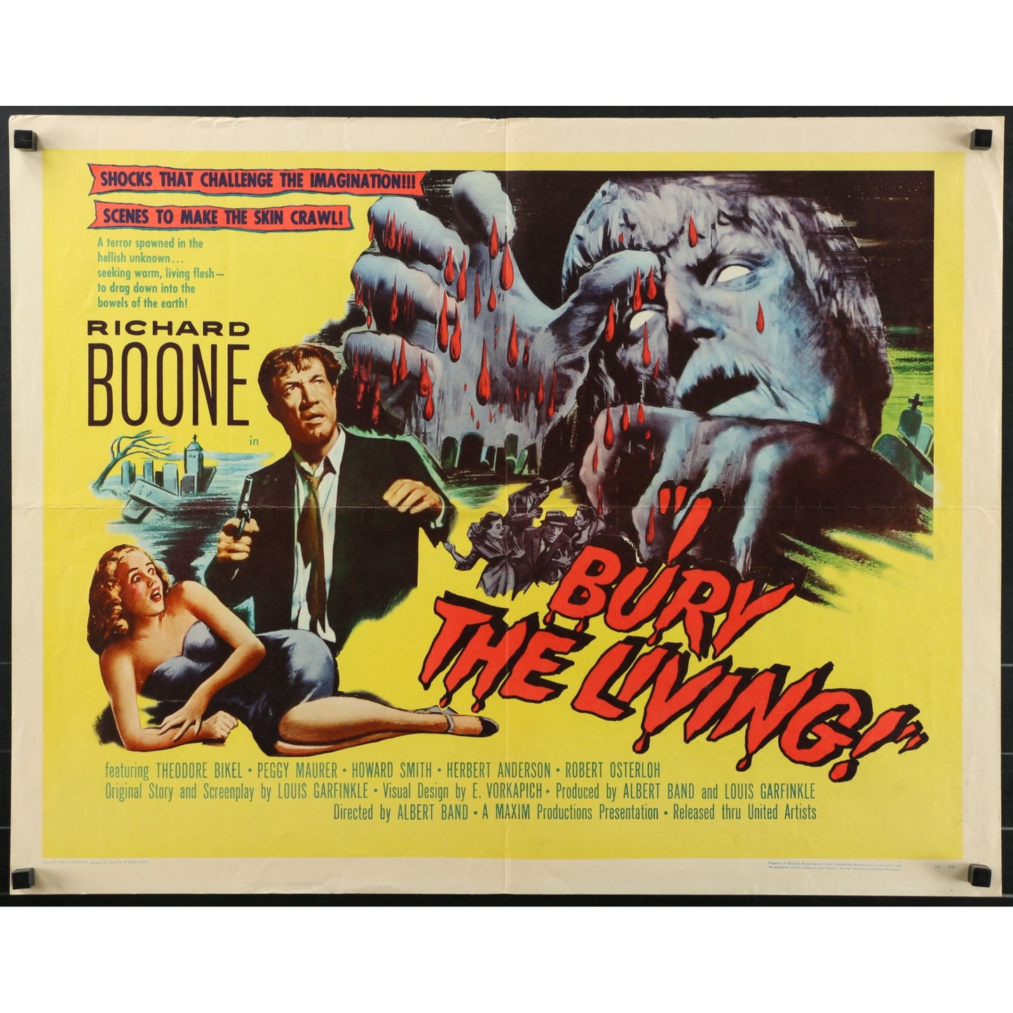 I Bury the Living (1958) Original Half-sheet Movie Poster 22x28