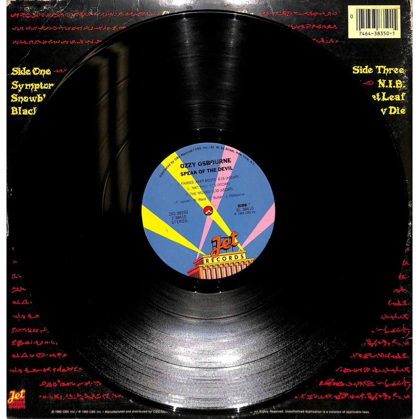 Ozzy Osbourne - Speak of the Devil 2LP Vinyl Record ZX 2 38350