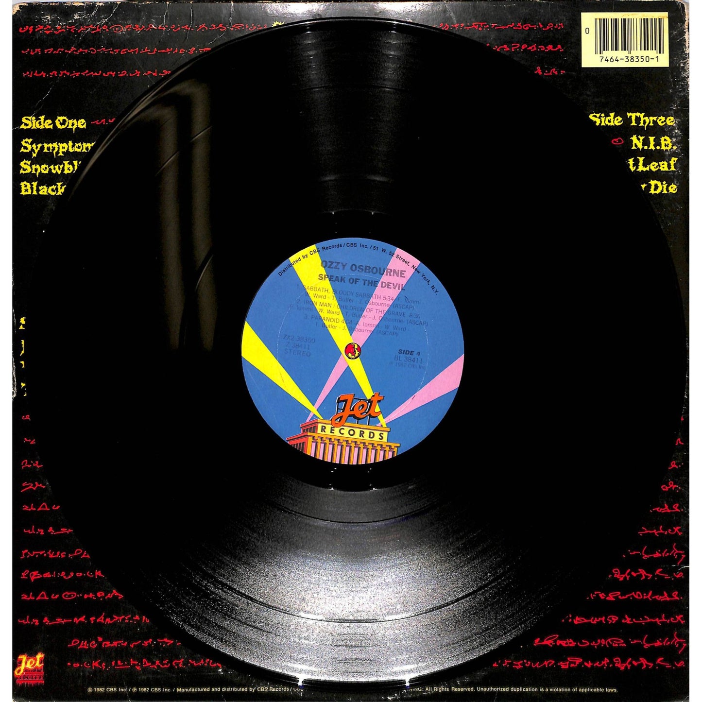 Ozzy Osbourne - Speak of the Devil 2LP Vinyl Record ZX 2 38350