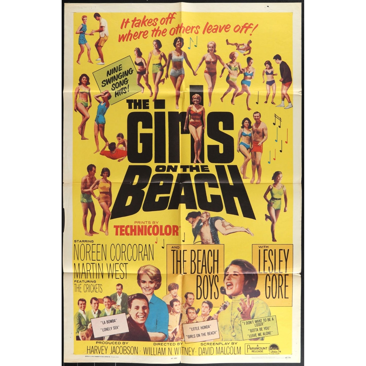 The Girls on the Beach (1965) Original Movie Poster Folded 27x41