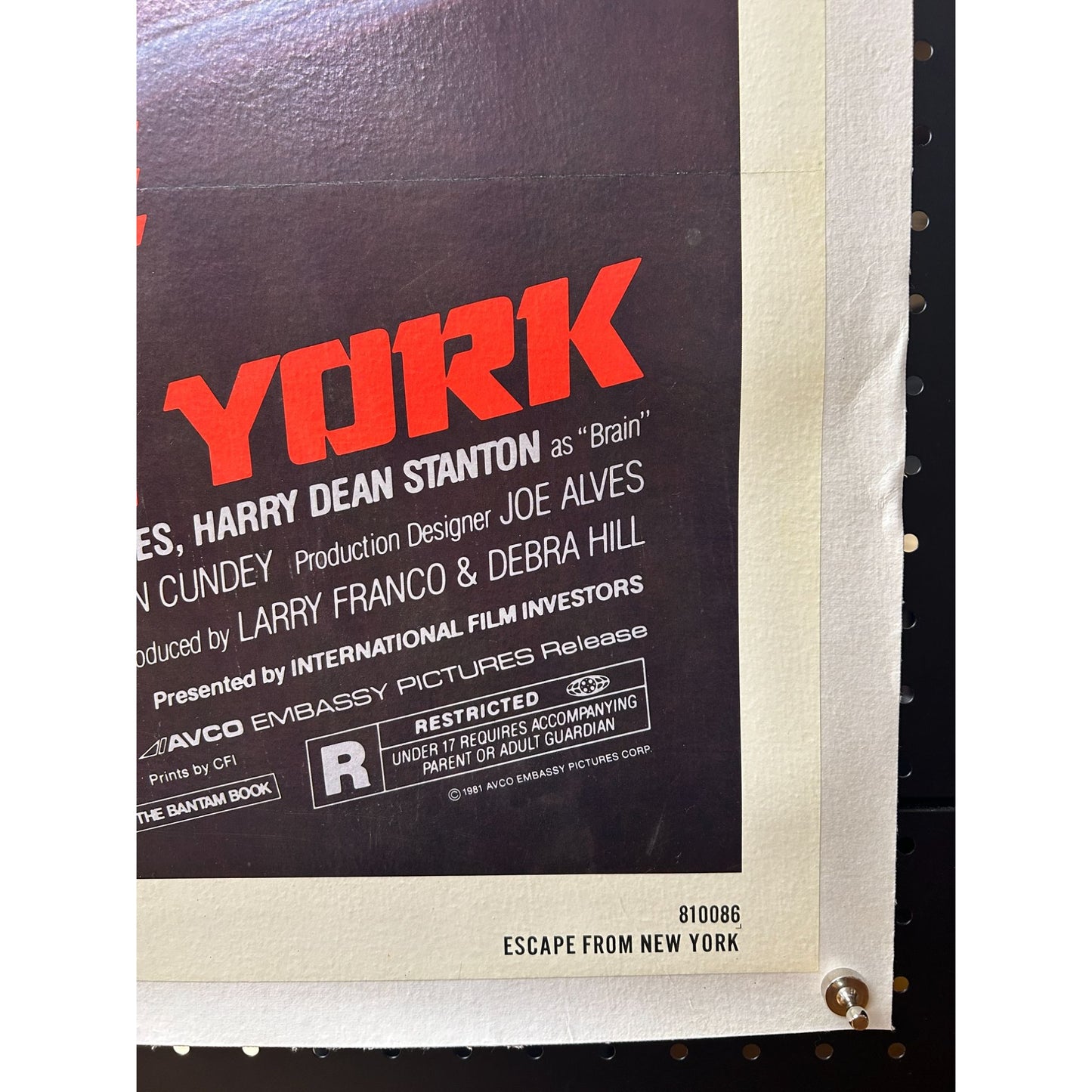 Escape from New York (1981) Original Linenbacked Restored One-Sheet 27x41 VG
