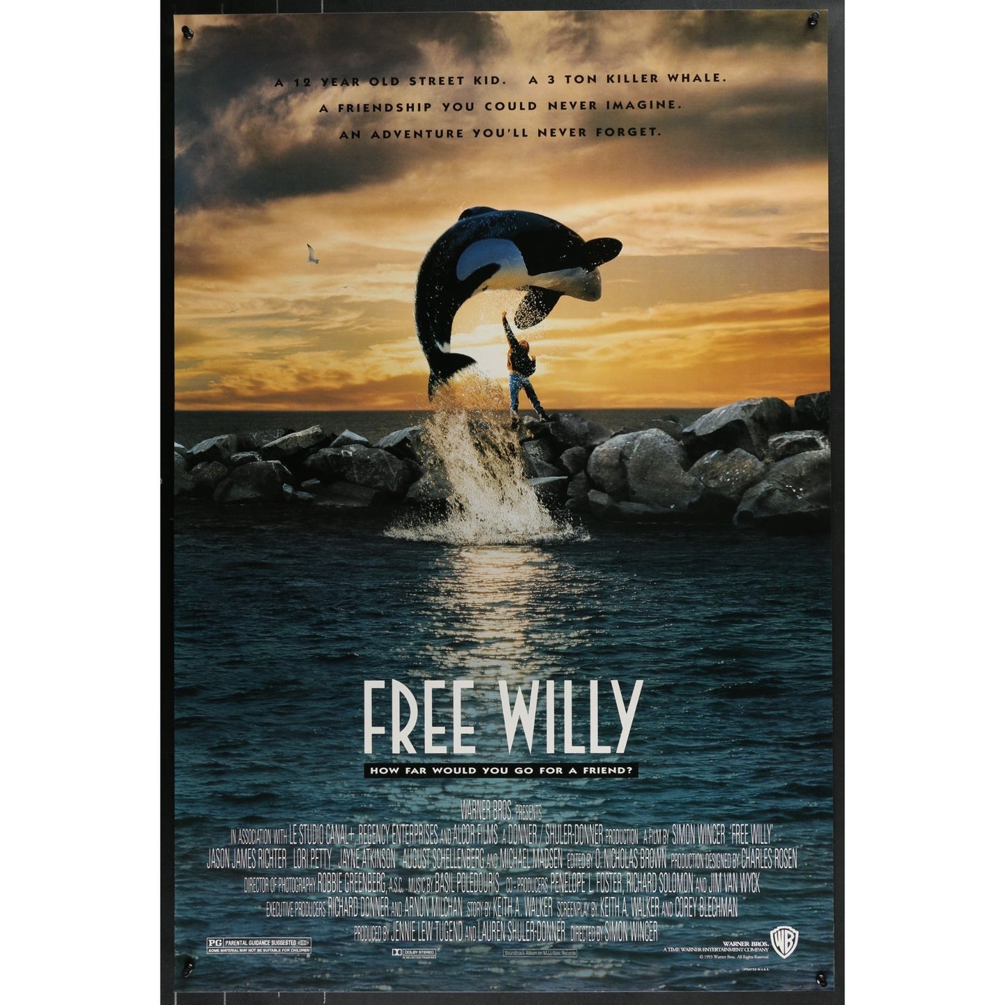 Free Willy (1993) Original Single-sided Movie Poster Rolled 27x40