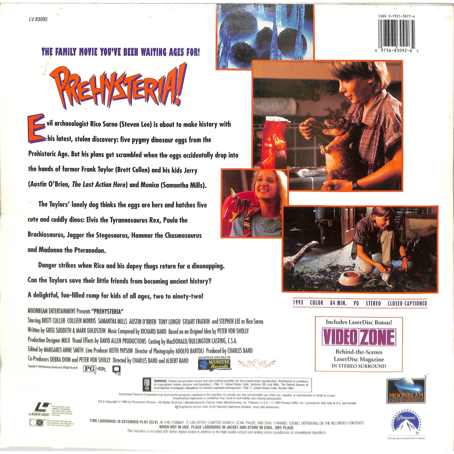 Prehysteria! (1993) Laserdisc Video