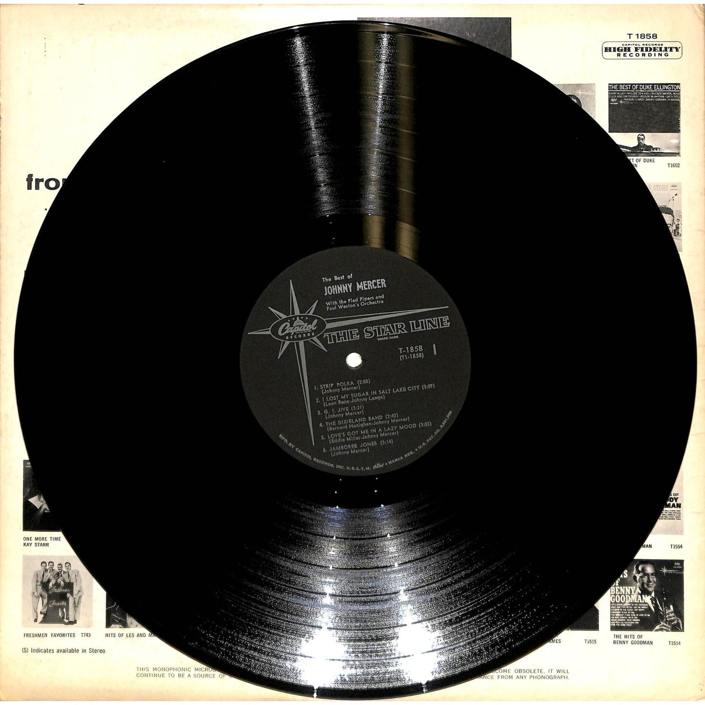 The Best of Johnny Mercer (1963) Vinyl Record T-1858