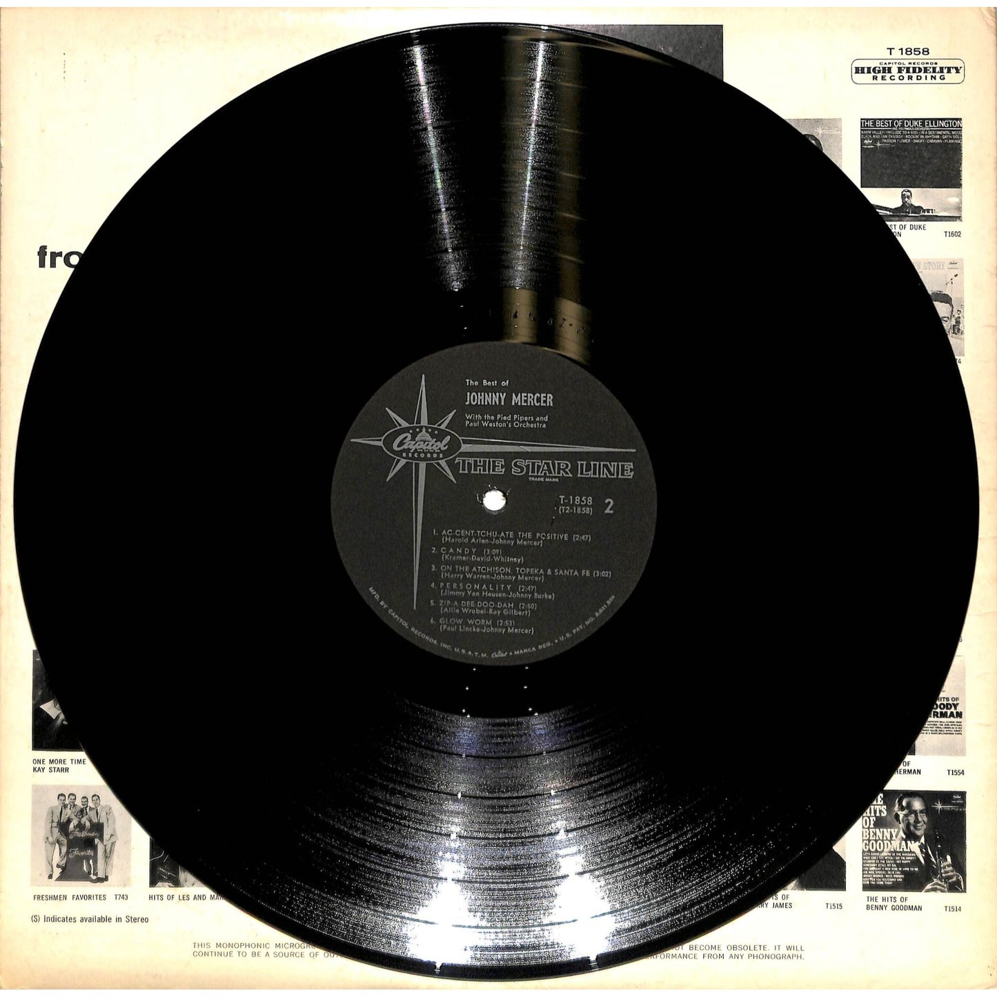 The Best of Johnny Mercer (1963) Vinyl Record T-1858