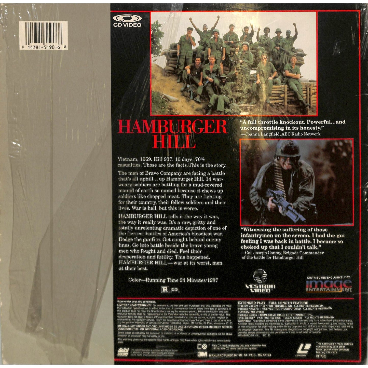Hamburger Hill (1987) Laserdisc