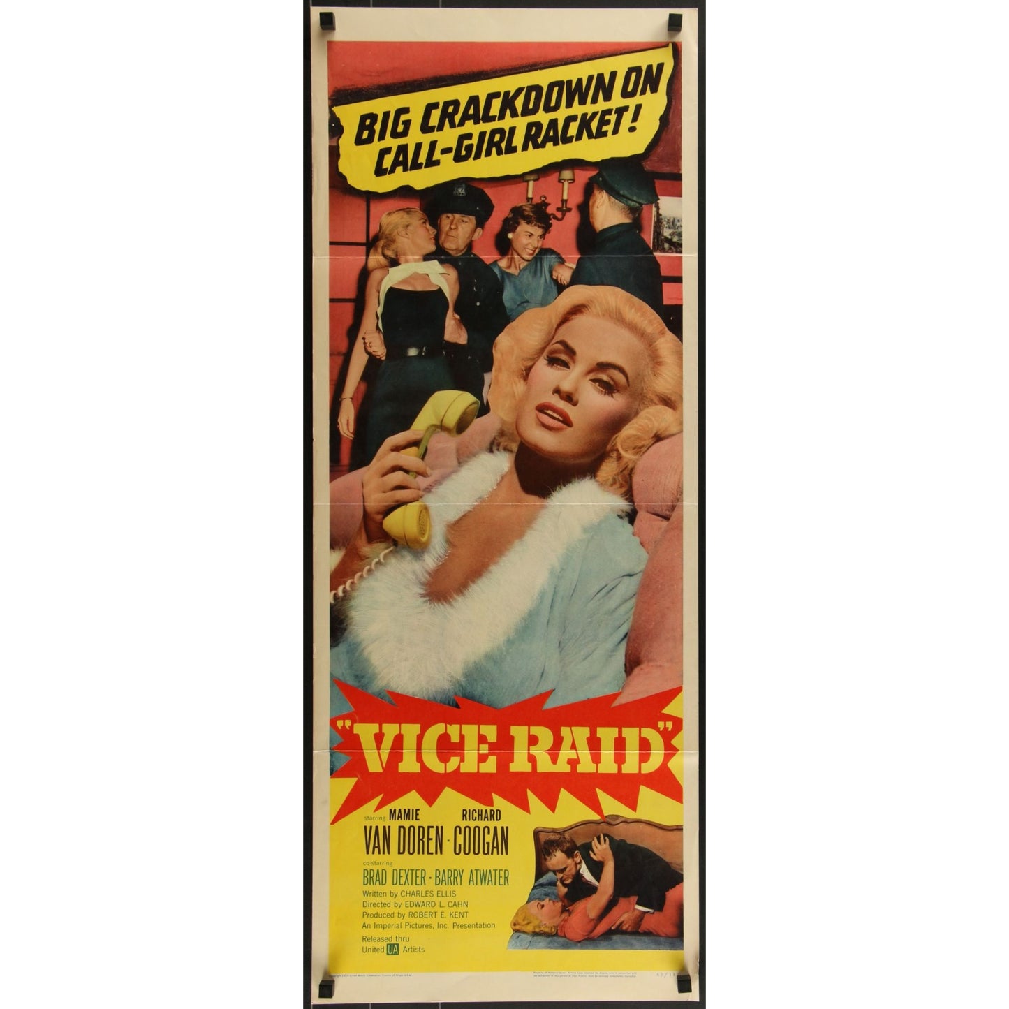 Vice Raid (1960) Original Insert Movie Poster Rolled 14x36