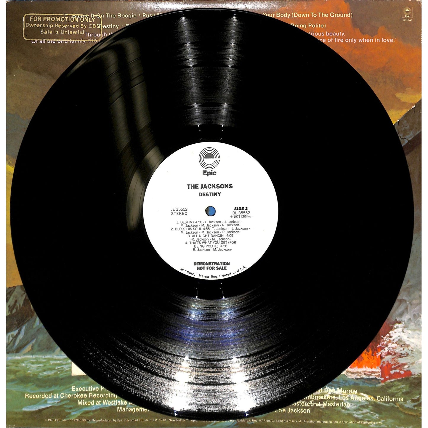 The Jacksons - Destiny Promo Vinyl Album JE 35552