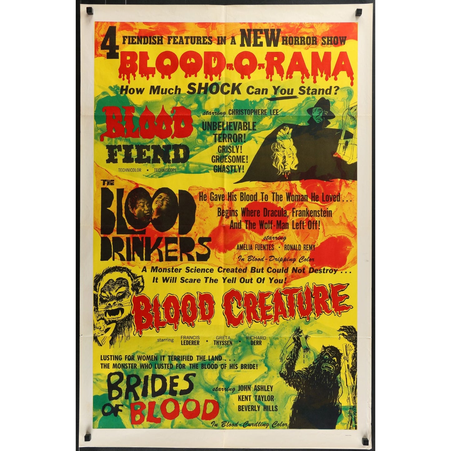 Blood-O-Rama (1960s) Original Movie Poster Folded 27x41