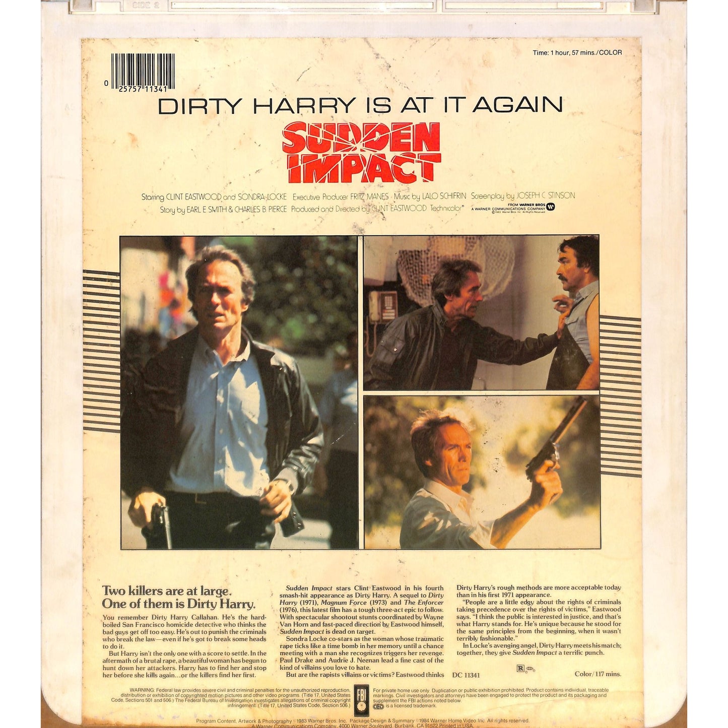 Sudden Impact (1983) Vintage CED RCA SelectaVision Videodisc TESTED WORKING