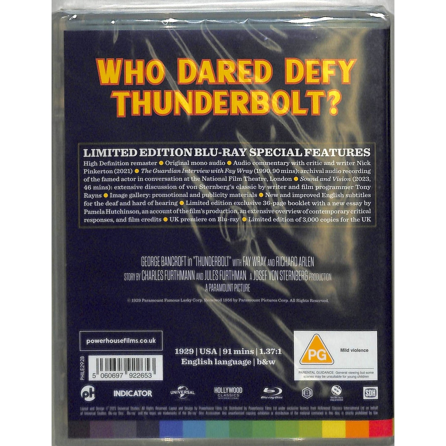 Thunderbolt (1929) Blu Ray Brand New Sealed