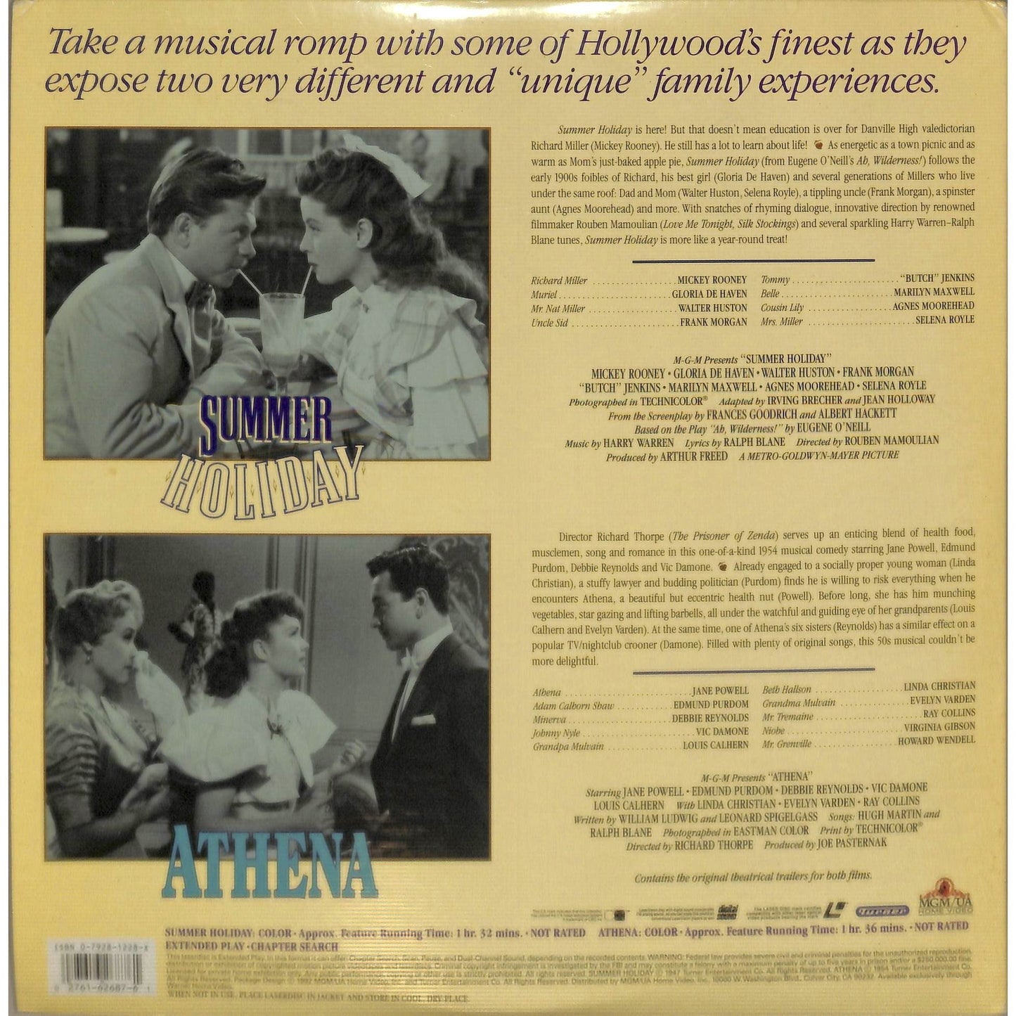 Summer Holiday (1948) & Athena (1954) Laserdisc Video