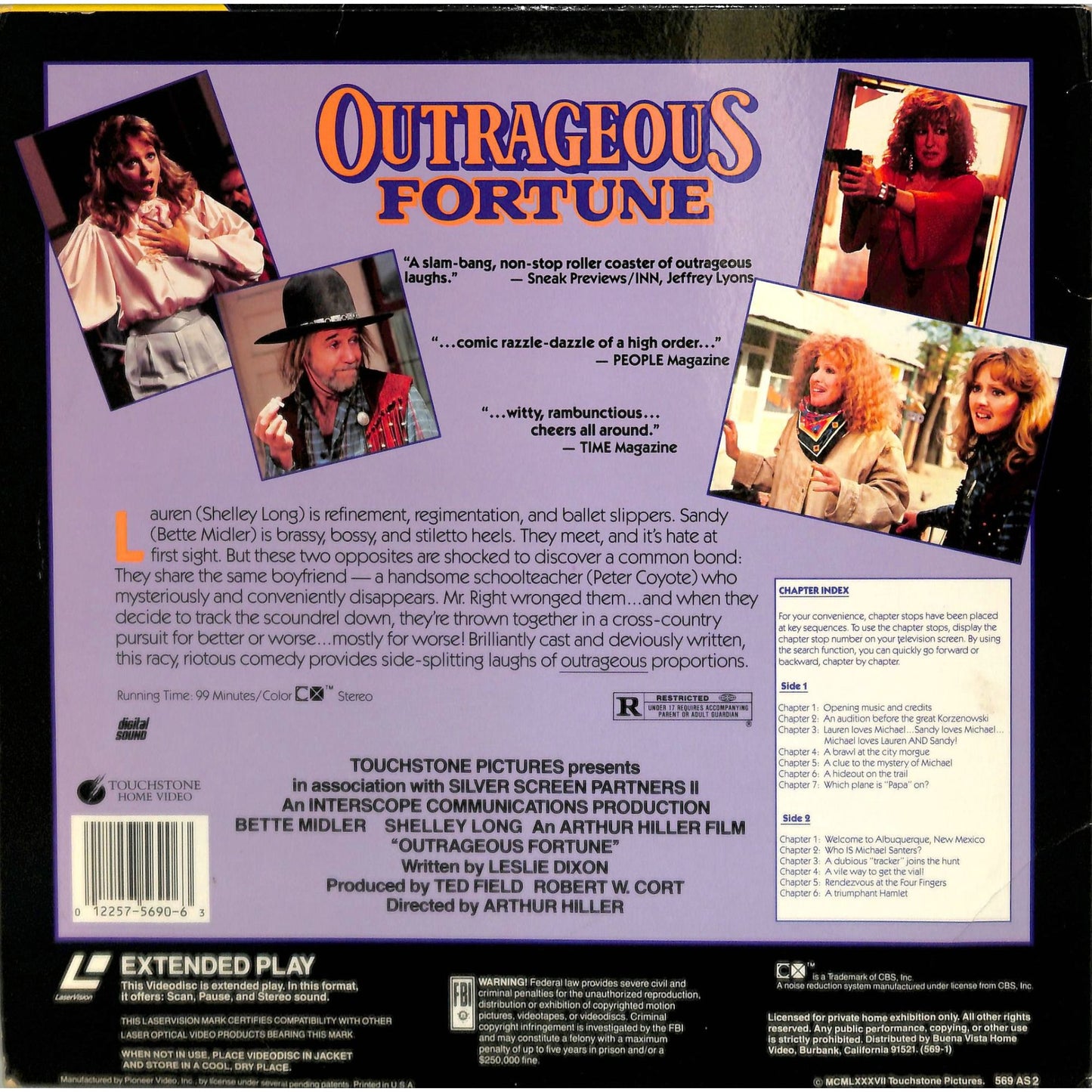 Outrageous Fortune (1987) Laserdisc