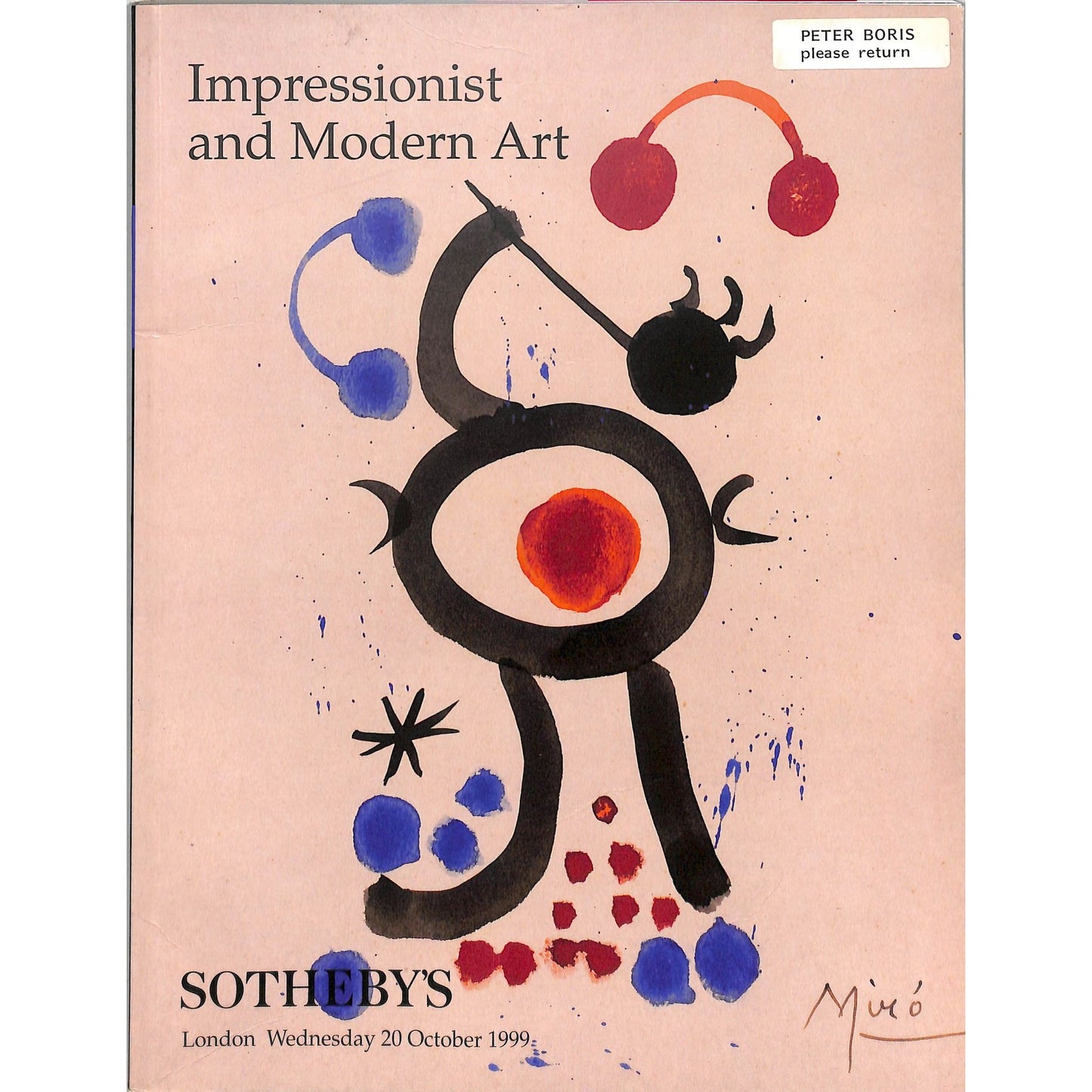 Sotheby's Impressionist and Modern Art Auction Catalog October 20, 1999