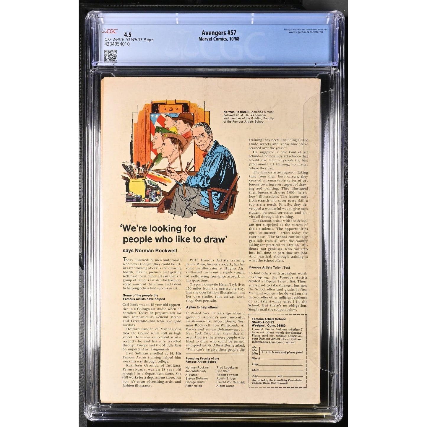 Avengers #57 (1968) CGC 4.5 First Appearance of Silver Age Vision