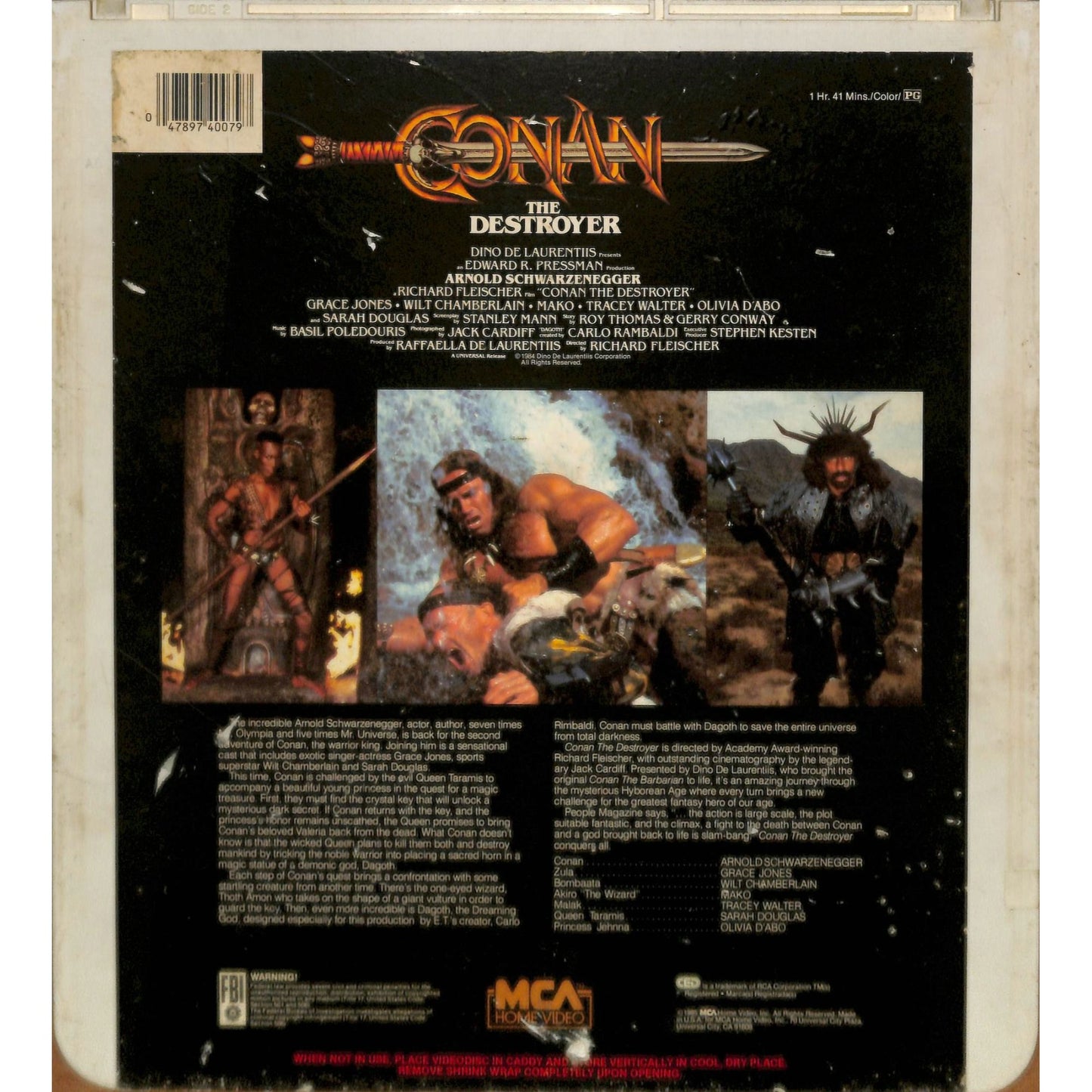 Conan the Destroyer (1984) Vintage CED RCA SelectaVision Videodisc TESTEDWORKING