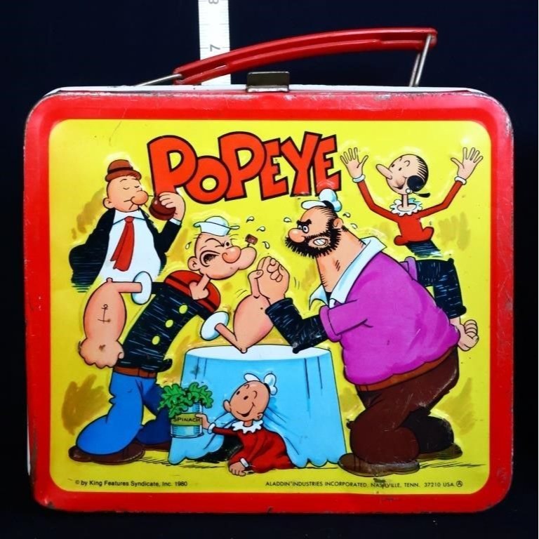 Vintage metal Popeye lunchbox w/ thermos