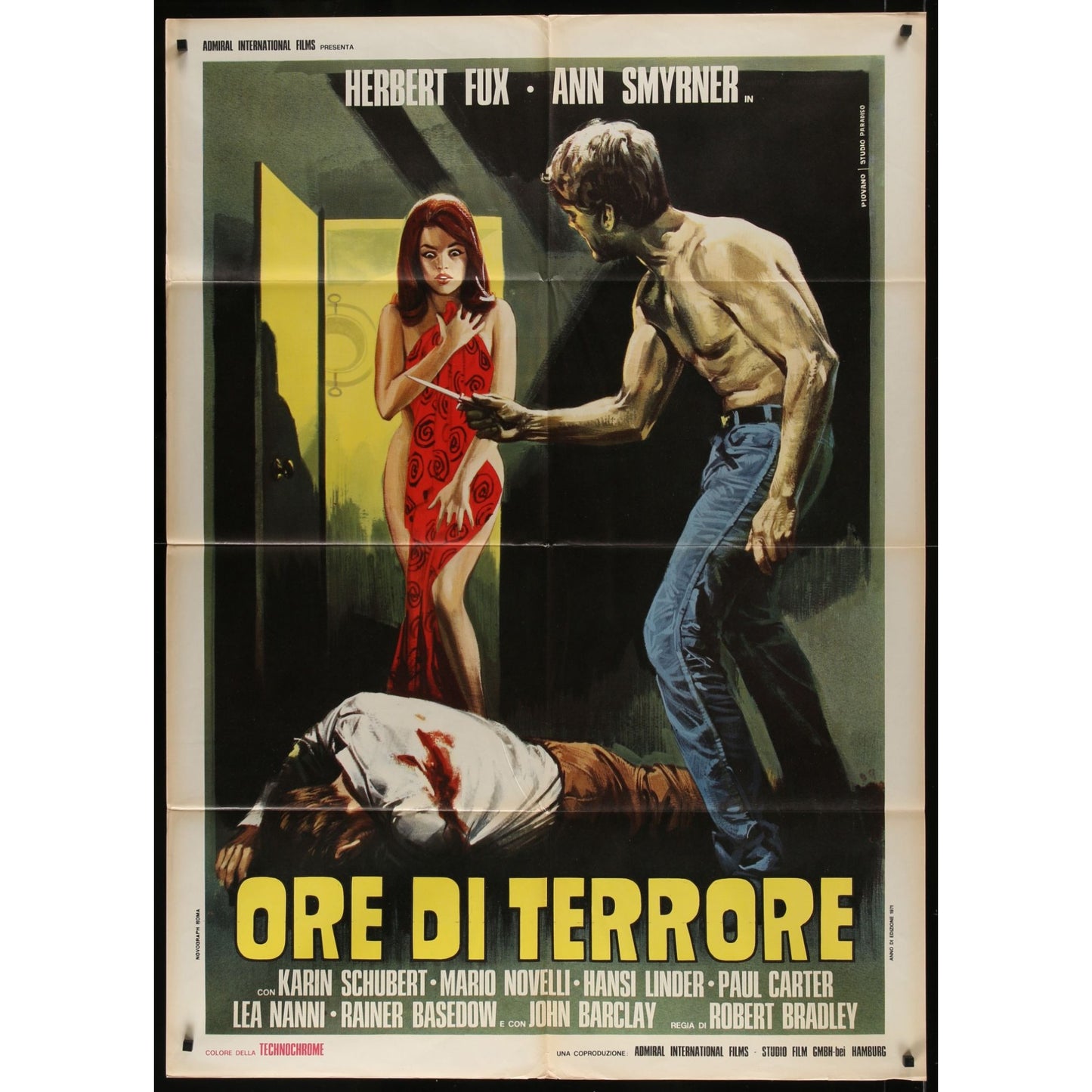 Hours of Terror (1971) Original Italian 1P Movie Poster Folded 39x55