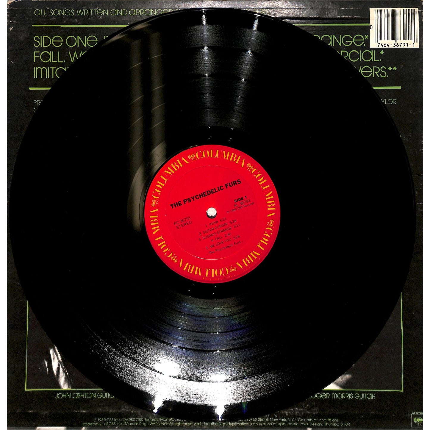 The Psychedelic Furs Self-Titled Vinyl Record PC 36791