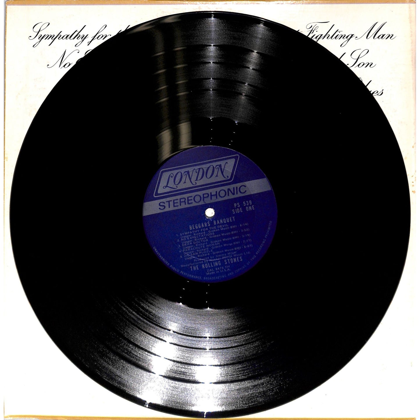 The Rolling Stones - Beggars Banquet Vinyl Record PS 539