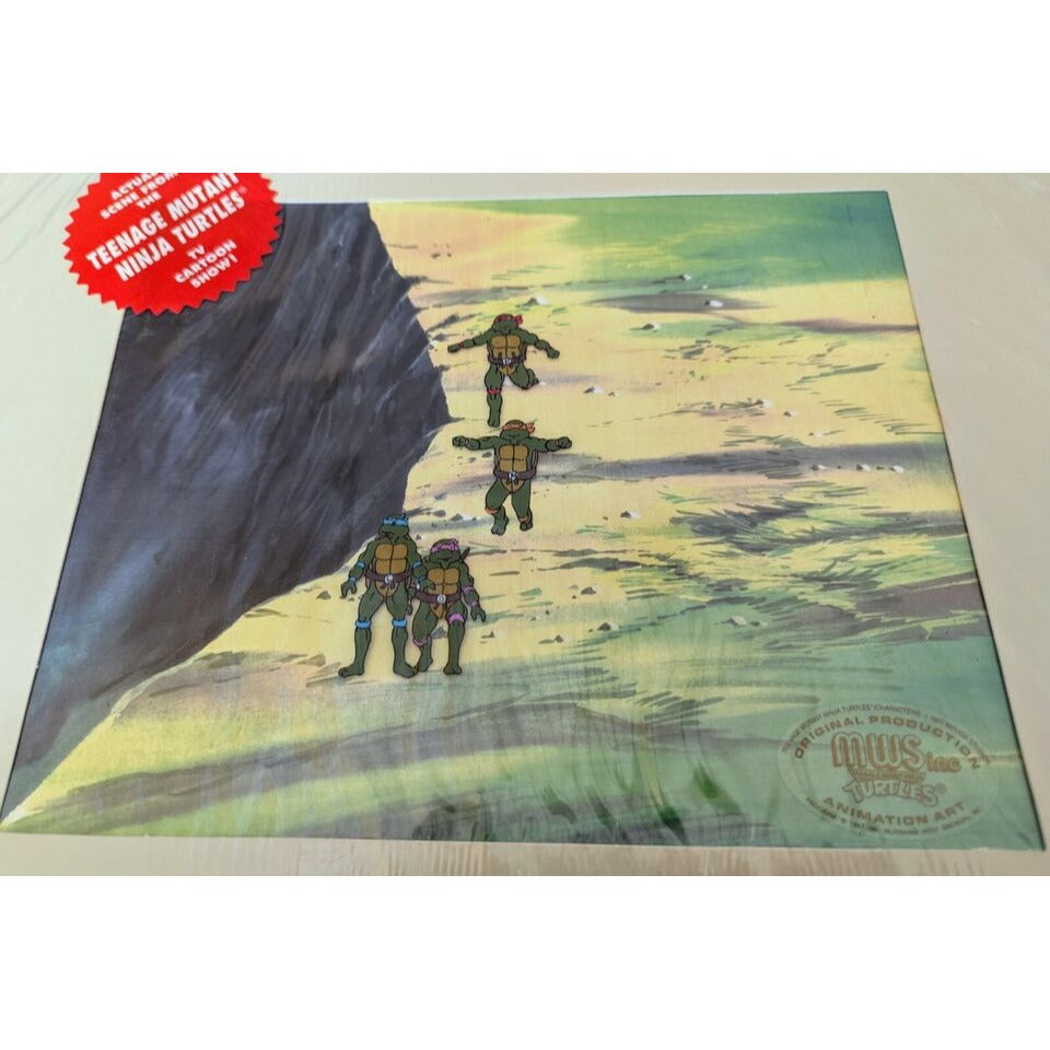 TMNT Original Animation Cel Actual Scene from TV Cartoon - ALL FOUR TURTLES!