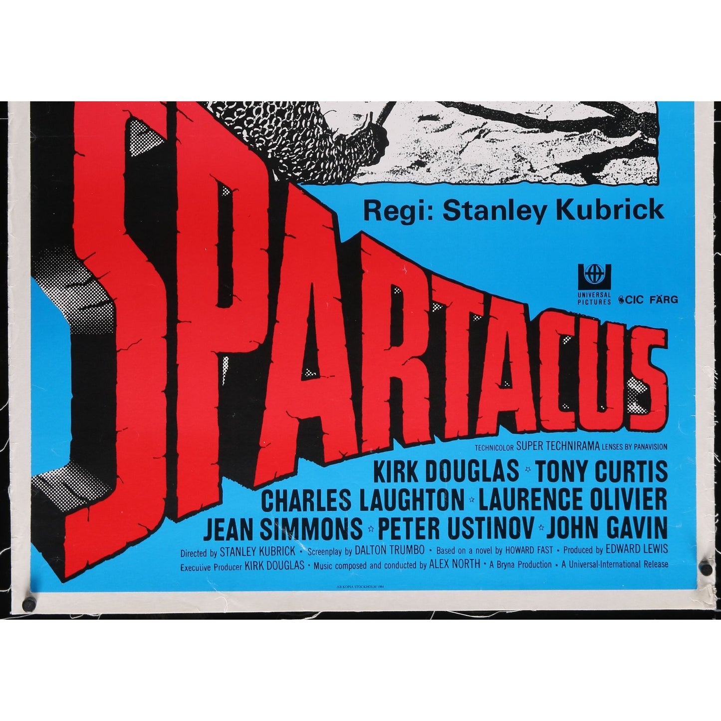 SPARTACUS - 1984 Swedish Re-Release Poster Linenbacked 27 1/2" x 39" Kubrick
