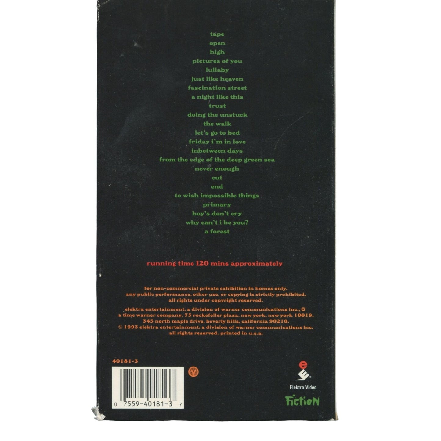 The Cure - Show (1993) Live Concert VHS Tape