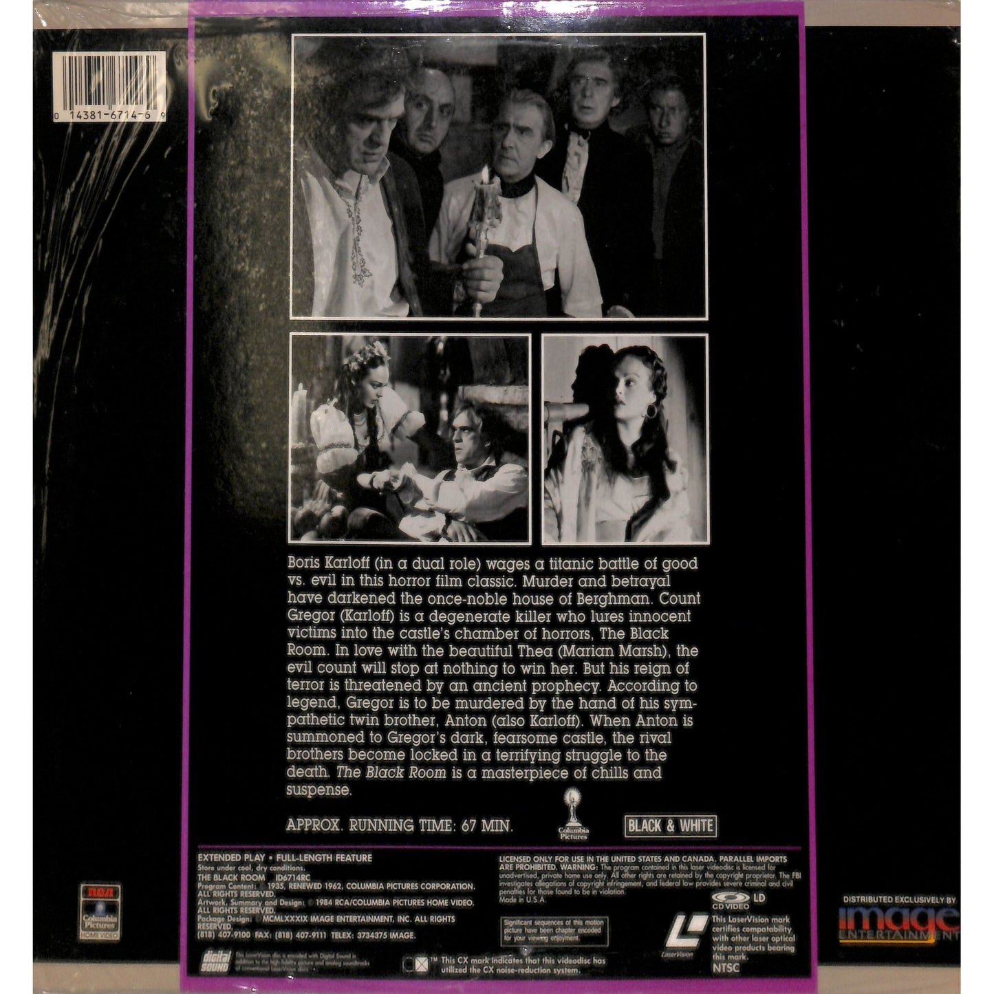 The Black Room (1935) Laserdisc Video