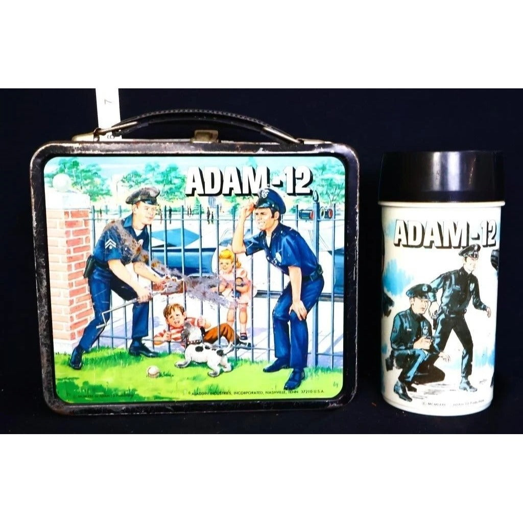 Vintage metal Adam 12 lunchbox w/ thermos